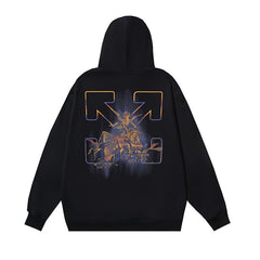 OW Colorful Crack Angel Arrow Print Hooded Sweater