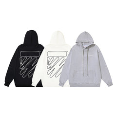 OW hoodie ECG Pattern Arrow Sleeve Hood