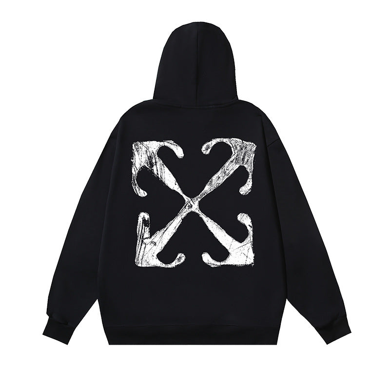 OW retro arrow print hooded sweater
