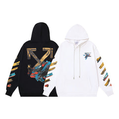OW graffiti paint print pattern pullover hooded sweater