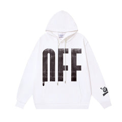 Autumn and winter OW big LOGO oblique stripe print pullover hooded sweater