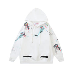 OW Ocean Jellyfish Arrow Pattern Hooded Sweater