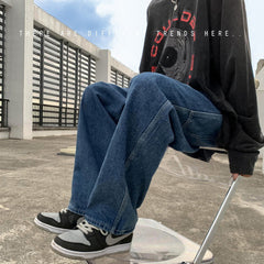 Men Jeans Autumn Hip Hop Loose Straight Retro