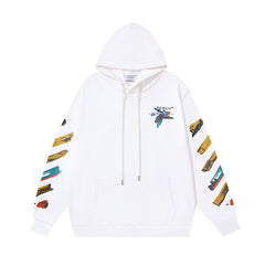 OW graffiti paint print pattern pullover hooded sweater