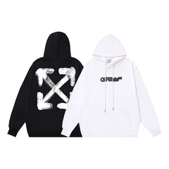 OW three-dimensional arrow pattern pullover hooded sweater