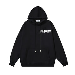 OW incomplete letter print pattern pullover hooded sweater