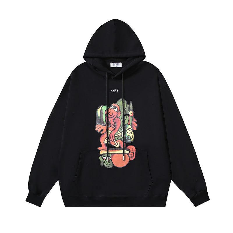 OW monster arrow pattern pullover hooded sweater