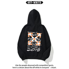 OW hoodie Creative Graffiti Letter Pattern Arrow Fleece Hood