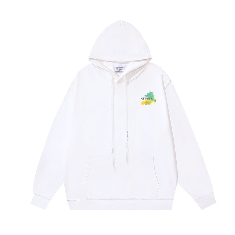 OW leaf colorful graffiti arrow print hooded sweatshirt