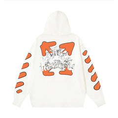OW cartoon arrow pattern hooded sweater
