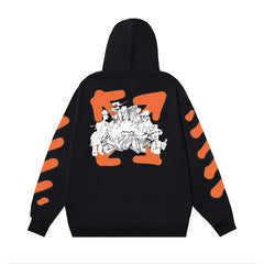 OW cartoon arrow pattern hooded sweater