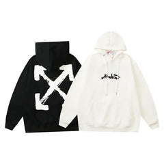OW  hoodie Cartoon graffiti arrow pattern fleece hoodie