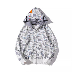 Bathing Ape Hoodie Luminous Starry Sky Two-Hat Cardigan Zipper Velvet Shark