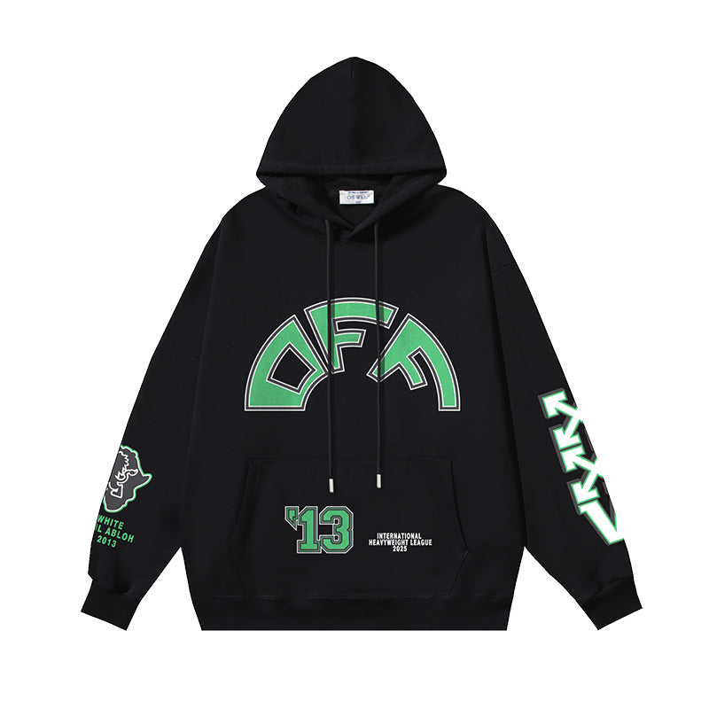 OW hoodie Alligator Alphabet Pattern Pullover Hood