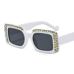 Trendy punk glasses diamond sunglasses uv protection