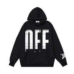 Autumn and winter OW big LOGO oblique stripe print pullover hooded sweater