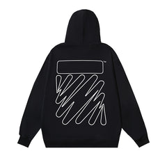 OW hoodie ECG Pattern Arrow Sleeve Hood