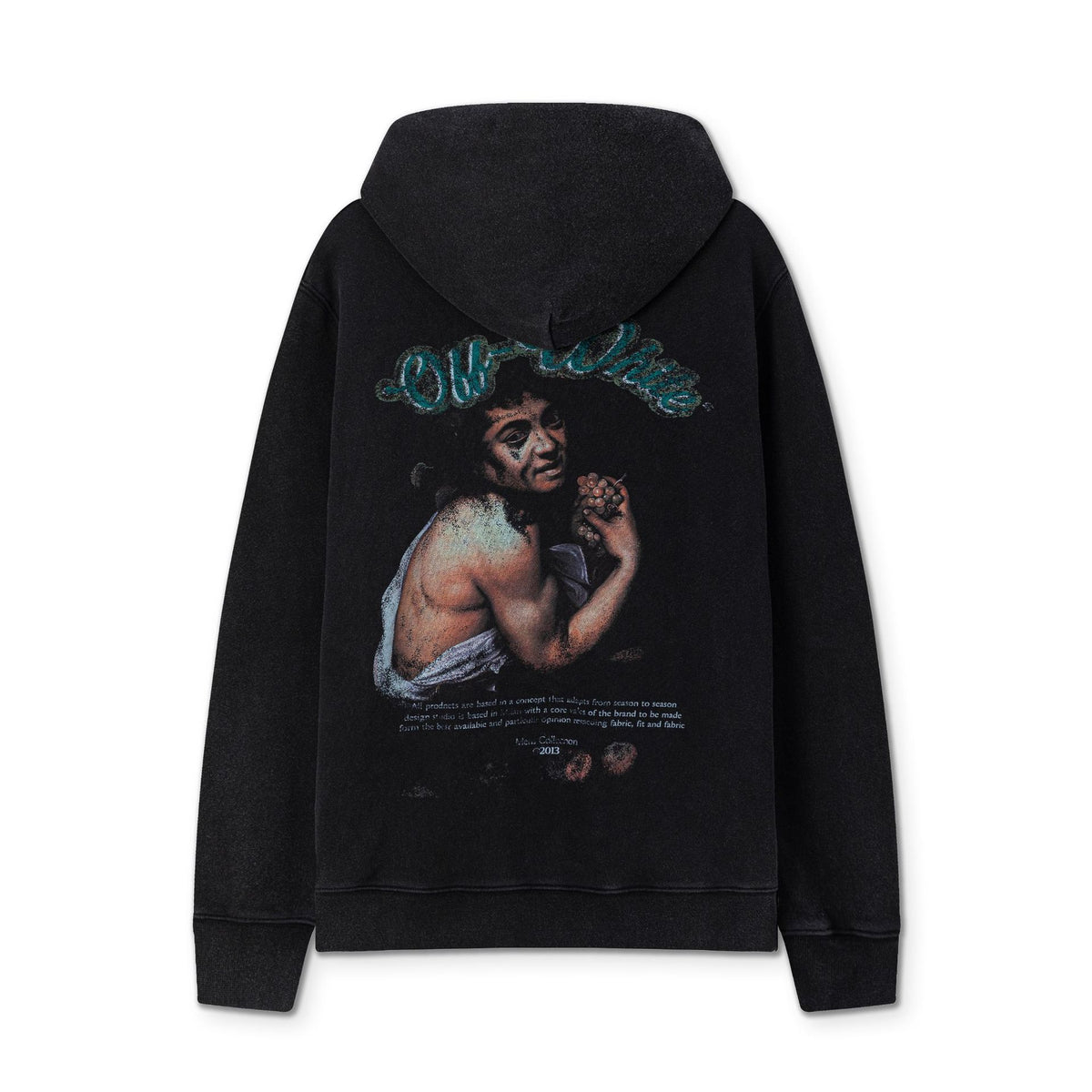OW Bath Portrait Letter Pattern Pullover Hooded Sweater