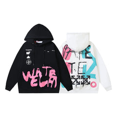 OW Graffiti Letter Arrow Pattern Hooded Sweater