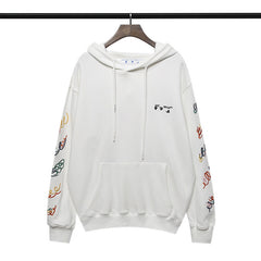 OW  hoodie creative color curved embroidered arrow hooded