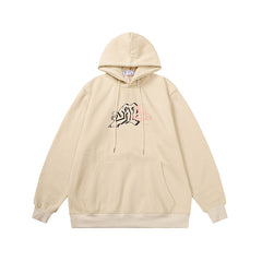OW hoodie Curved Arrow Pattern Fleece Sleeve Hood