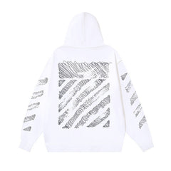 OW stylus oblique stripe print pullover hooded sweater