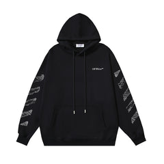 OW stylus oblique stripe print pullover hooded sweater