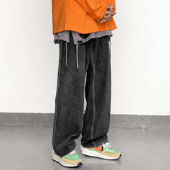 Men Jeans Autumn Hip Hop Loose Straight Retro