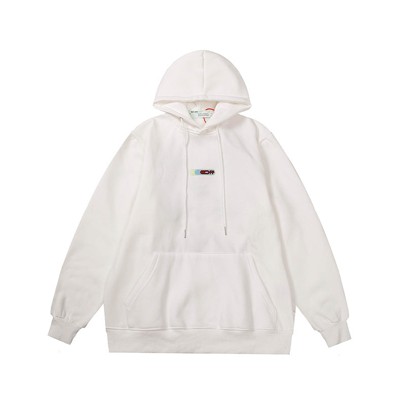 OW hoodie plant leaf arrow pattern fleece hooded