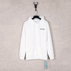 OW embroidered square arrow pattern hooded sweater