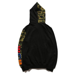 Bathing Ape Hoodie Splicing Camouflage Sweater Male Shark Autumn