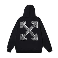 OW twine arrow pencil print pullover hooded sweater