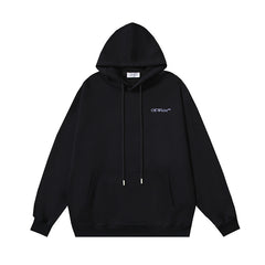 OW Portrait Arrow Pattern Pullover Hooded Sweater