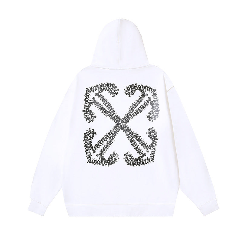 OW graffiti arrow print pattern hooded sweater