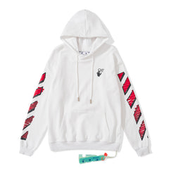 OW  hoodie红色渐变箭头图案连帽