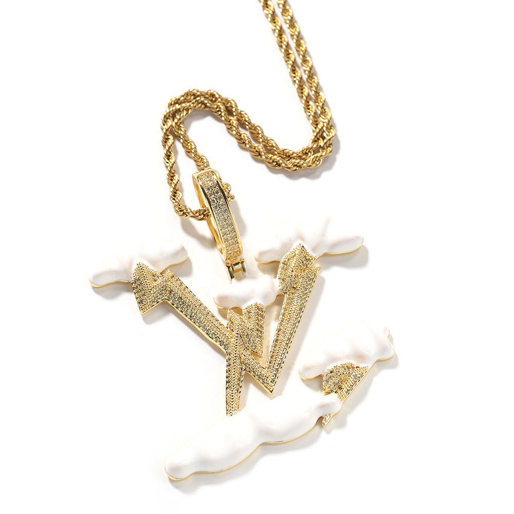 Jewelry Light Luxury English Alphabet Pendant Premium Sense Diamond Lightning Word Up St. Valentine's
