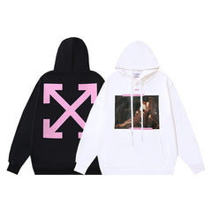 OW angel oil painting arrow pattern hooded sweater