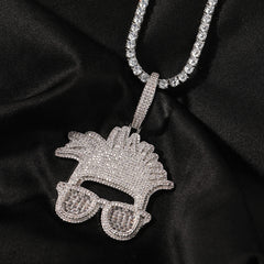 Jewelry Hip Hop Diamond Necklace Trendy Glasses Pendant Spectrum
