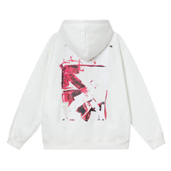 OW hoodieOW 3D stereo pink arrow pattern hooded fleece