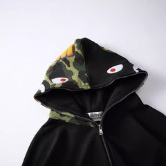 Bathing Ape Hoodie Splicing Camouflage Sweater Cardigan Hooded