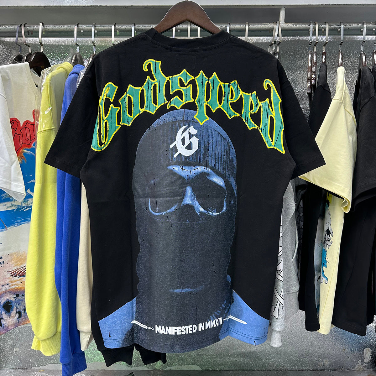 Godspeed T Shirts Masked Man Printed Cotton Crew Neck Short Sleeve Men and Women