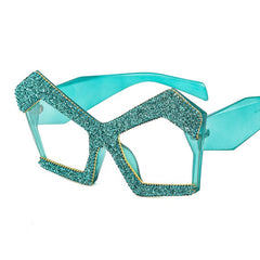 Trendy punk glasses anti blue light polygon