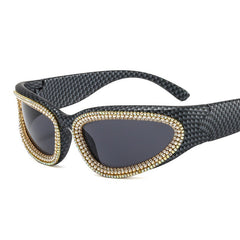 Trendy punk glasses diamond-encrusted uv protection