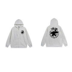 Stussy Hoodie Zip-Up Cardigan Fleece Hooded Sweater