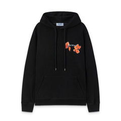 OW Maple Leaf Letter Arrow Pattern Pullover Hooded Sweater