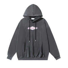 OW letter printing pattern washing water old hooded sweater