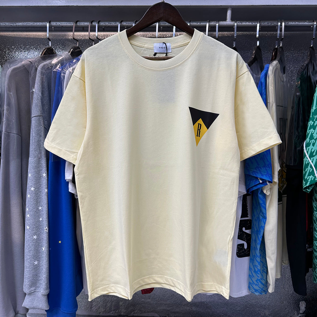 Rhude T Shirts Inverted Triangle Printing Cotton Casual Short Sleeve Men and Women